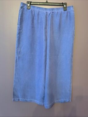 Fresh Produce 100% Silk Blue Wide Leg Elastic Waist Pants NWOT